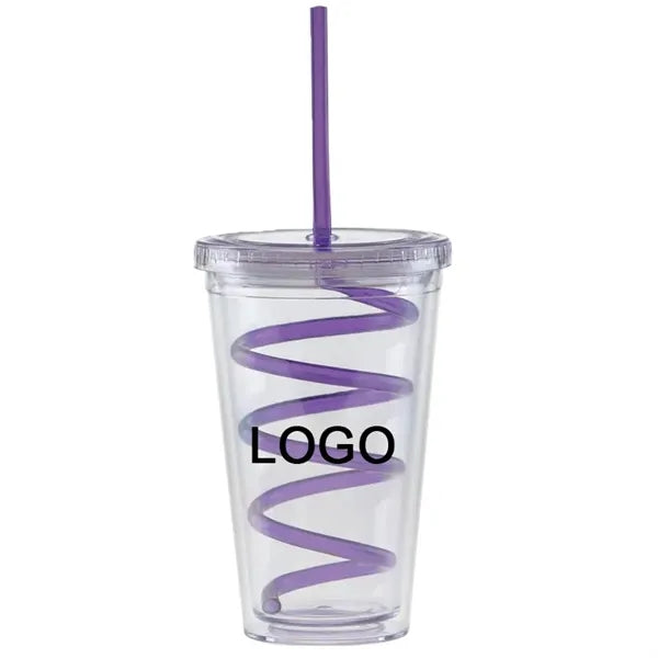 16 oz Curly Straw Carnival Cup Tumbler