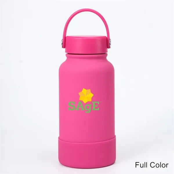 40 oz Insulated Water Bottle with Handle Lid and Rubber Boot