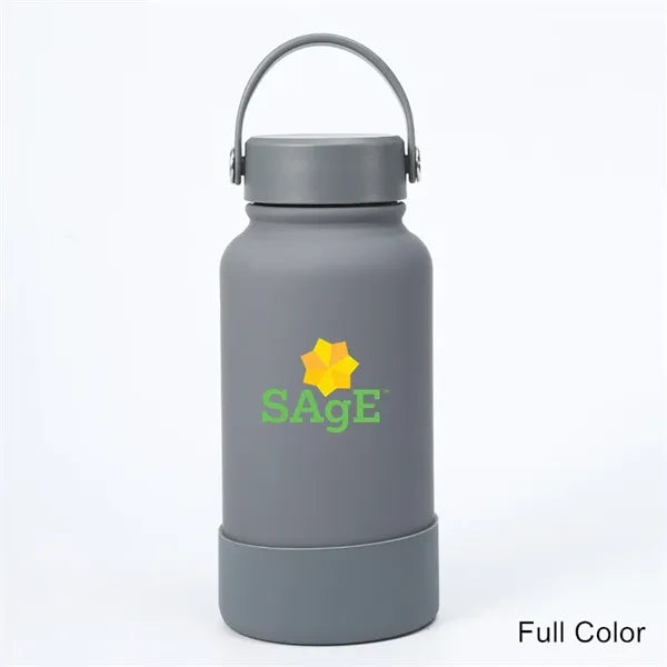 40 oz Insulated Water Bottle with Handle Lid and Rubber Boot