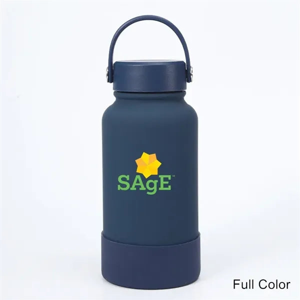 40 oz Insulated Water Bottle with Handle Lid and Rubber Boot