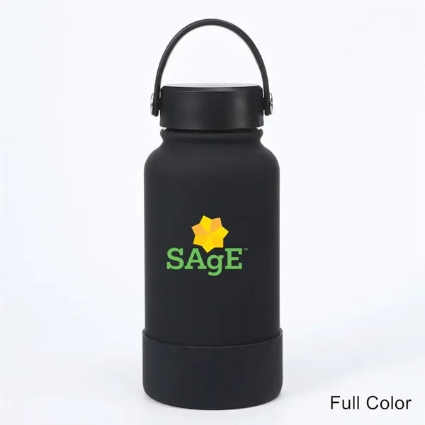 40 oz Insulated Water Bottle with Handle Lid and Rubber Boot