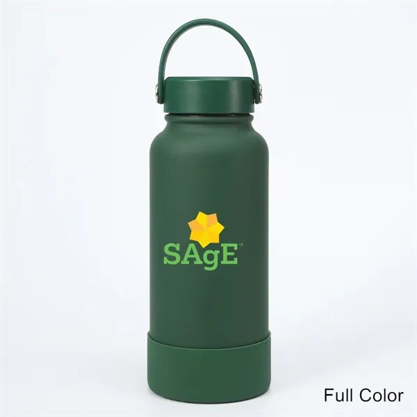 40 oz Insulated Water Bottle with Handle Lid and Rubber Boot