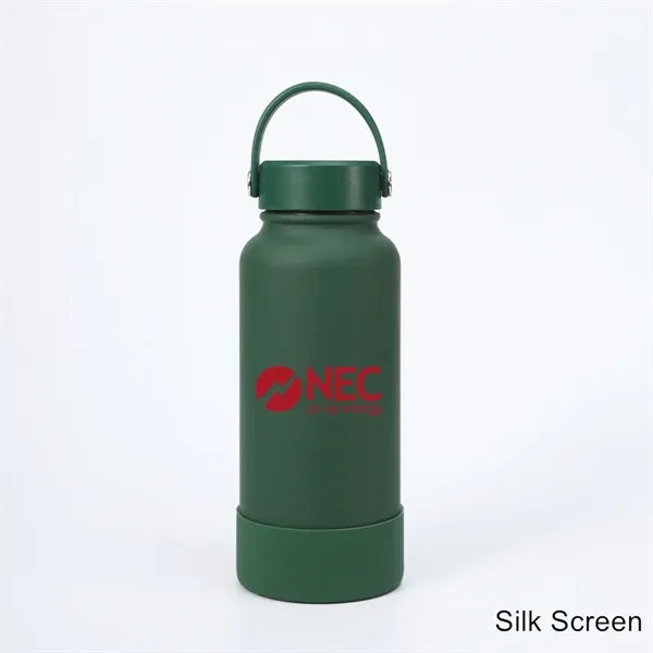 40 oz Insulated Water Bottle with Handle Lid and Rubber Boot