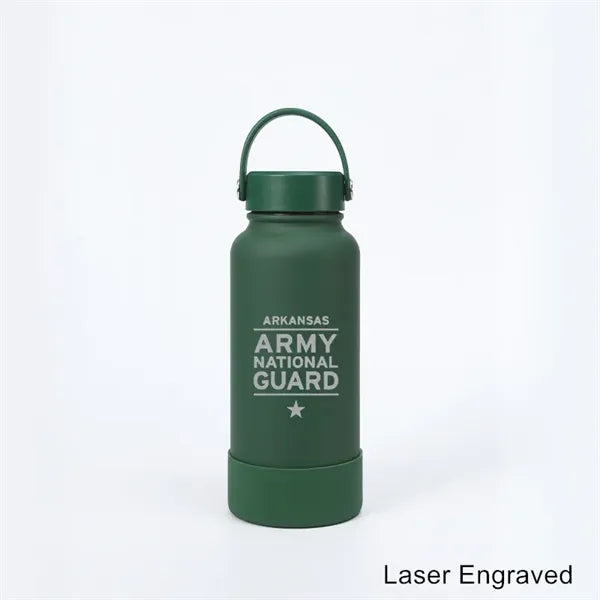 40 oz Insulated Water Bottle with Handle Lid and Rubber Boot