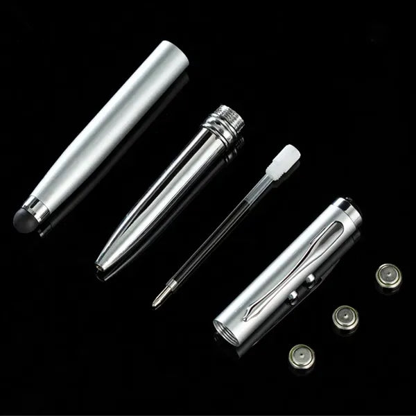 4-in-1 Metal Ballpoint Pen With Stylus & LED & Pocket Clip