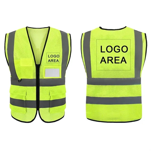Mesh Reflective Tape Safety Vest With 4 Pockets