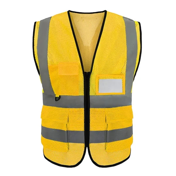 Mesh Reflective Tape Safety Vest With 4 Pockets