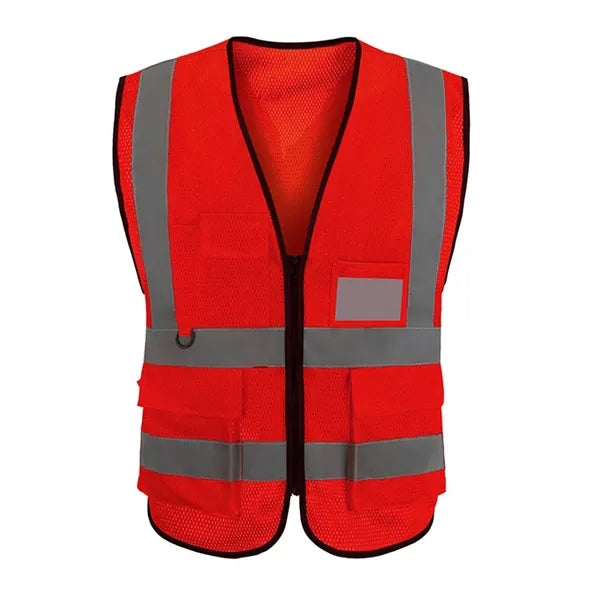 Mesh Reflective Tape Safety Vest With 4 Pockets