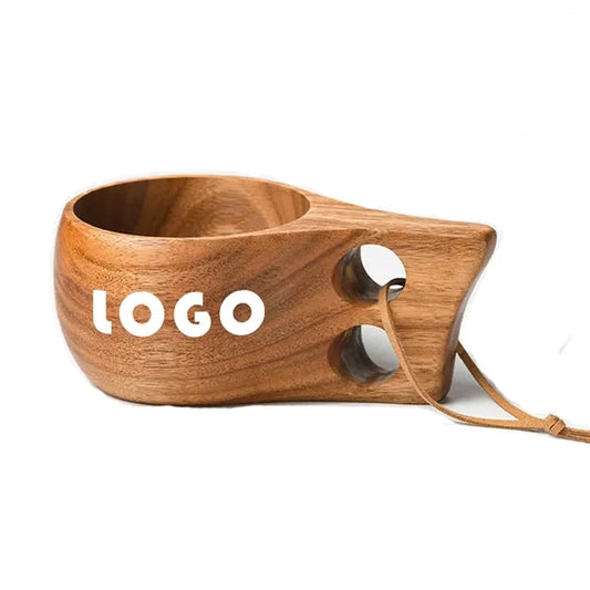 Wooden Double-Hole Creative Milk Cup