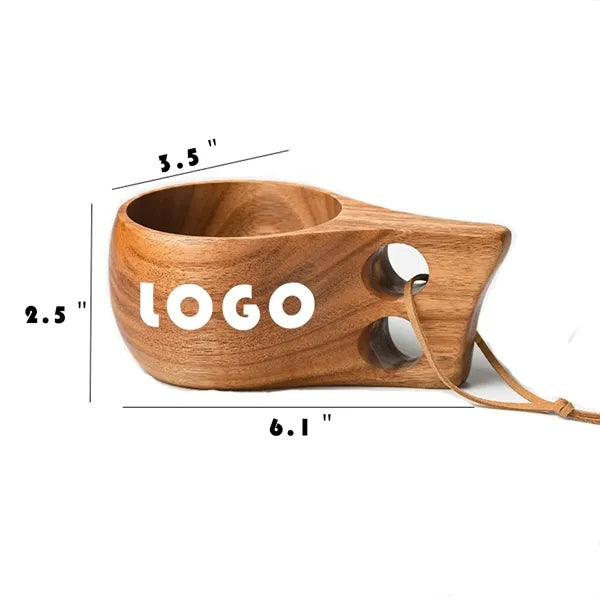 Wooden Double-Hole Creative Milk Cup
