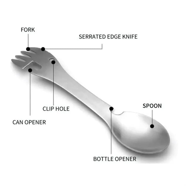5 In 1 Stainless Steel Fork Spoon Combo Camping Utensil