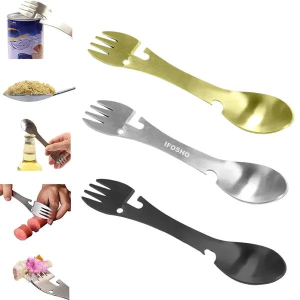 5 In 1 Stainless Steel Fork Spoon Combo Camping Utensil