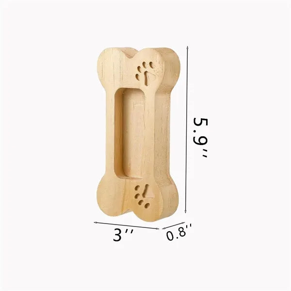 Dog Bone-Shaped Carved Solid Wood Business Card Holder