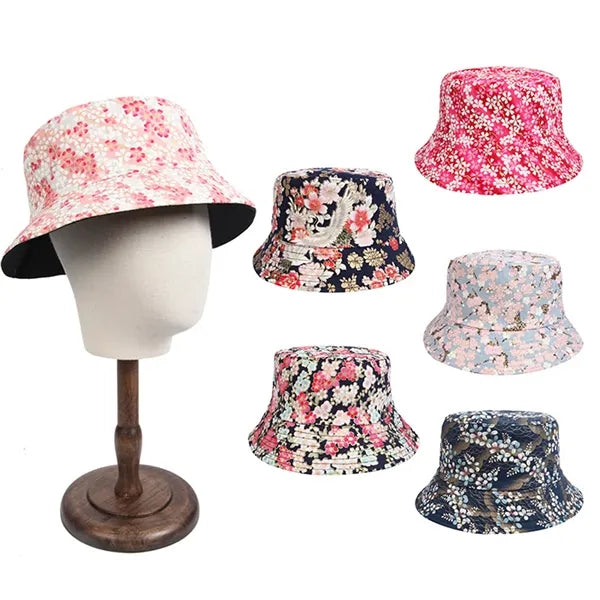 Flower Printed Double-sided Cotton Bucket Hat