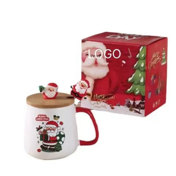14 Oz. Christmas Gift Mug W/ Lid