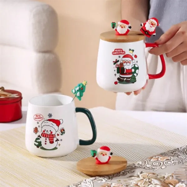 14 Oz. Christmas Gift Mug W/ Lid