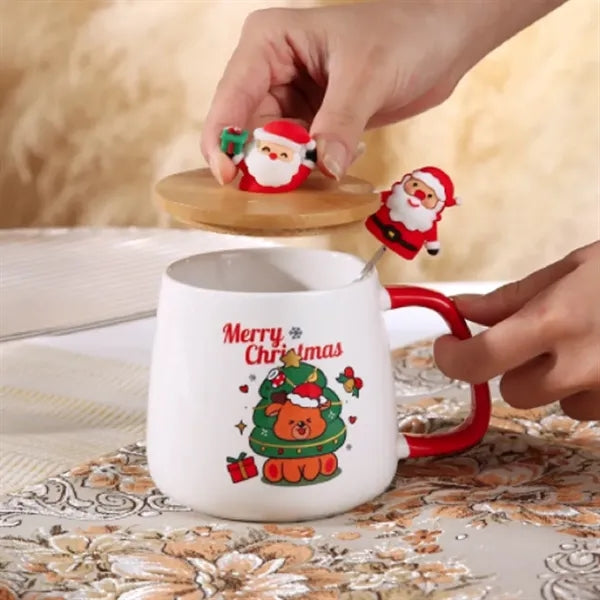 14 Oz. Christmas Gift Mug W/ Lid