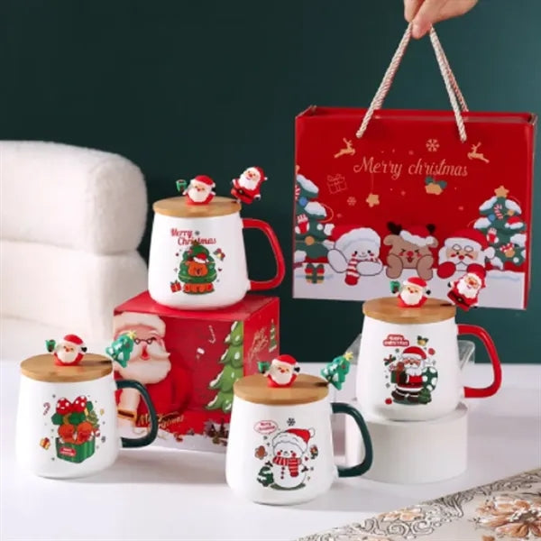 14 Oz. Christmas Gift Mug W/ Lid