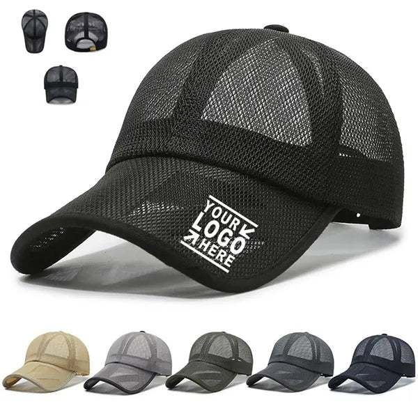 Curved Brim Breathable Sun Hat Mesh Trucker Cap