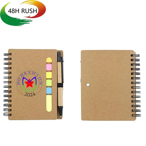 Spriral Notebook, Pen & Sticky Notes Set