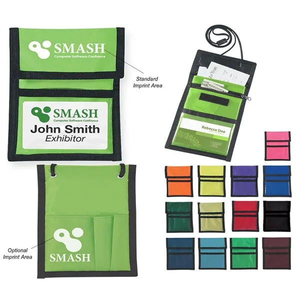 Folding Neck Halter Card Pouch ID Bag with Lanyard