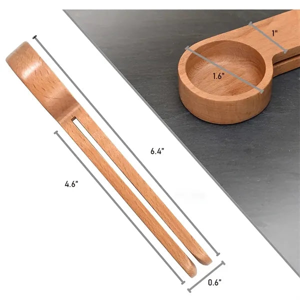 2-in-1 100% Natural Wood Coffee Measuring Scoop & Bag Clip