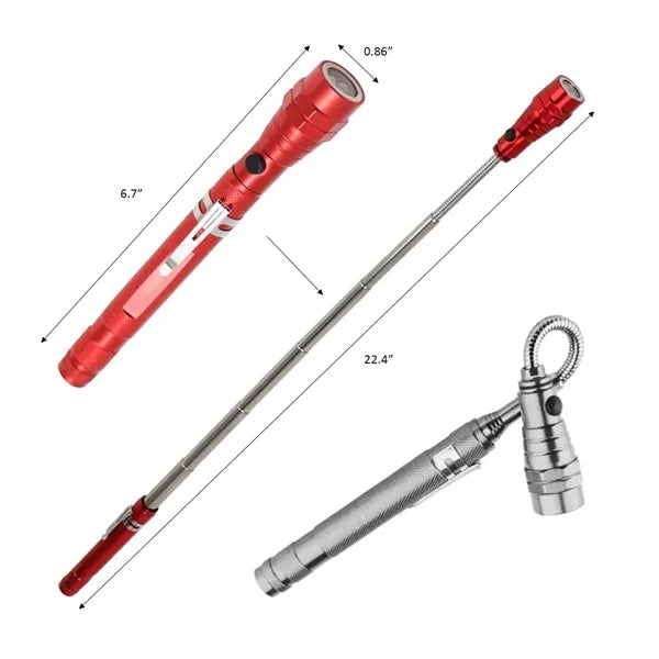 Flexible Magnetic Pickup Tool w/ Telescoping LED Flashlight