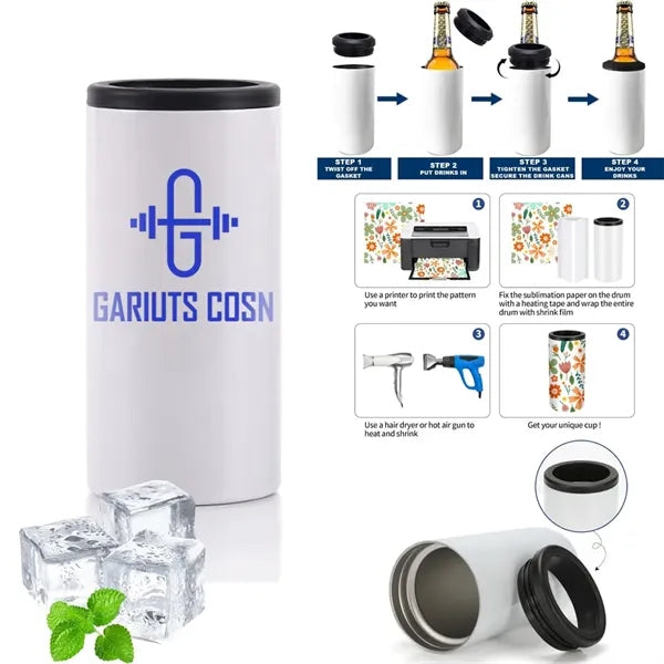 12 oz White Stainless Steel Can Cooler Beer Holder