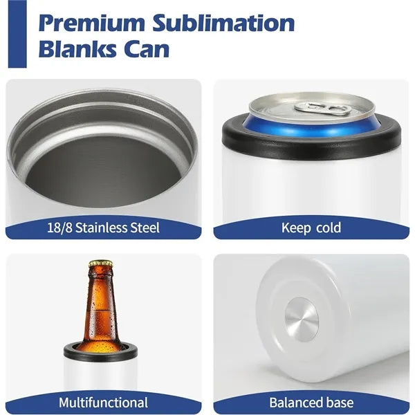 12 oz White Stainless Steel Can Cooler Beer Holder