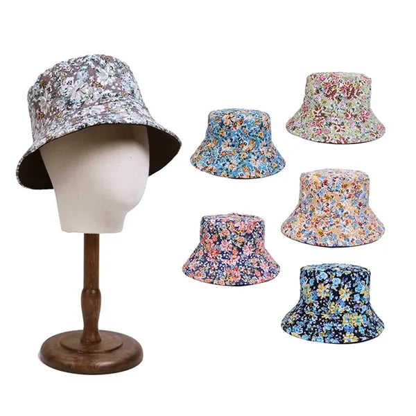 Cotton Floral Printed Sunshade Reversible Bucket Hat