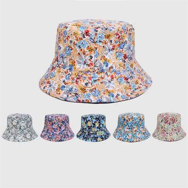 Cotton Floral Printed Sunshade Reversible Bucket Hat