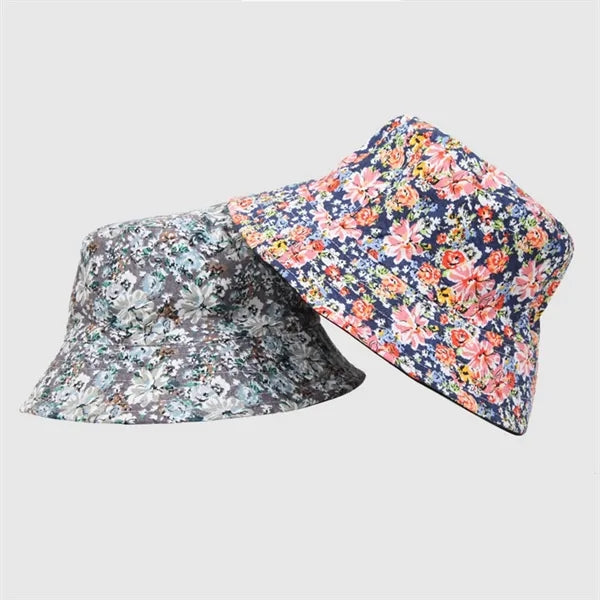 Cotton Floral Printed Sunshade Reversible Bucket Hat