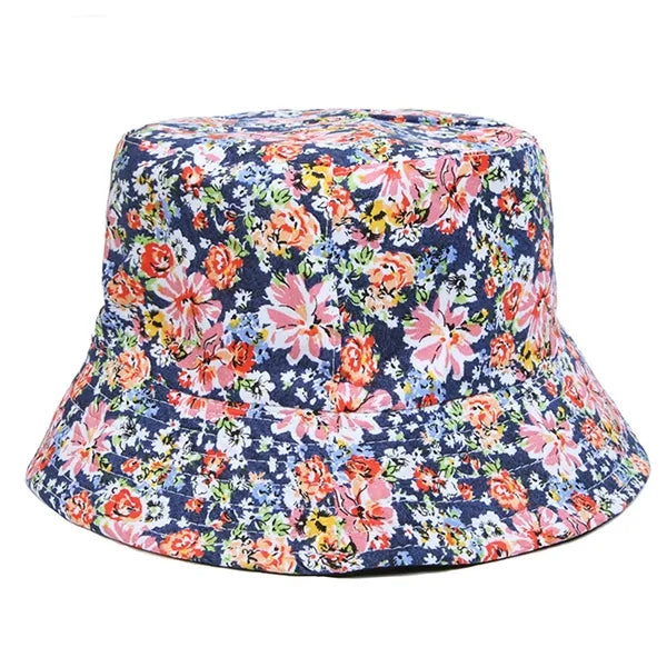 Cotton Floral Printed Sunshade Reversible Bucket Hat