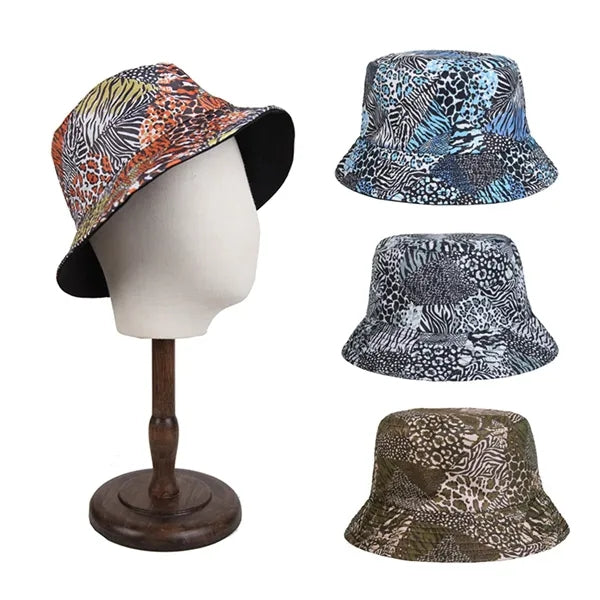 Zebra Splicing Color Printed Reversible Fisherman Hat