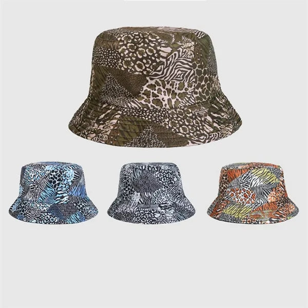 Zebra Splicing Color Printed Reversible Fisherman Hat