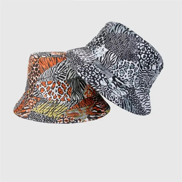 Zebra Splicing Color Printed Reversible Fisherman Hat