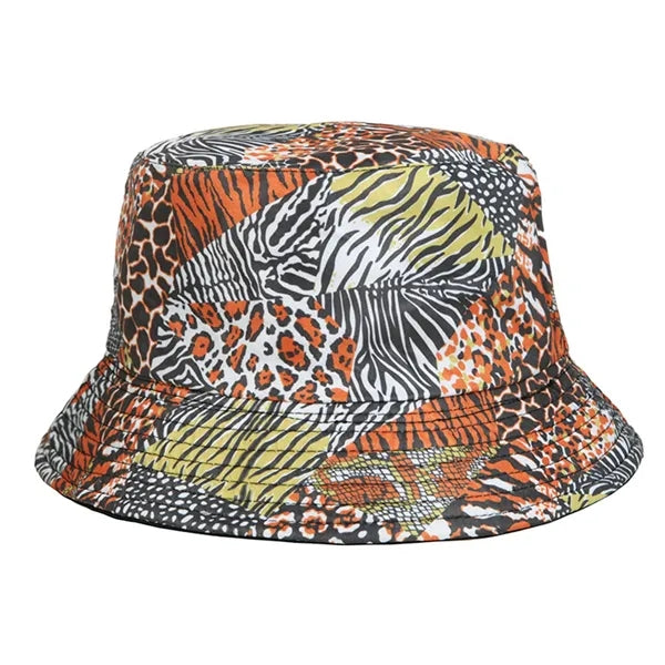 Zebra Splicing Color Printed Reversible Fisherman Hat