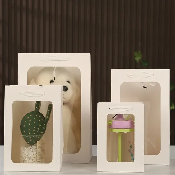 Brown Paper Gift Bags with Transparent Window
