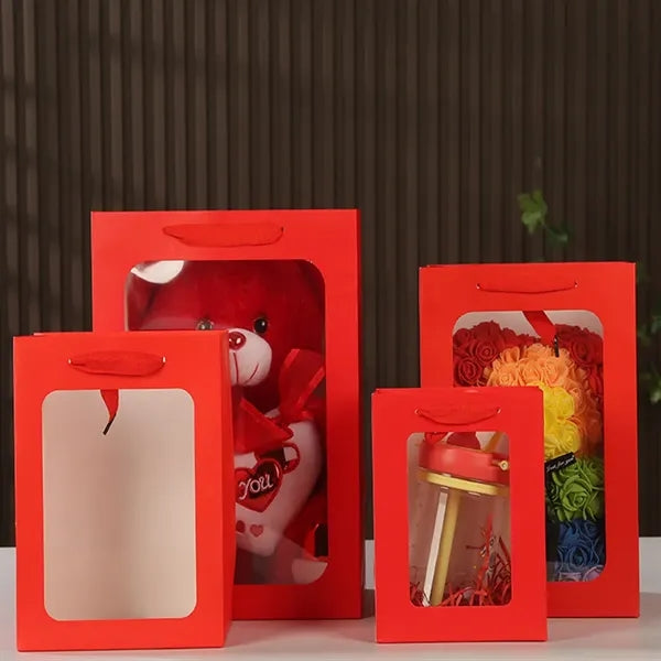 Brown Paper Gift Bags with Transparent Window