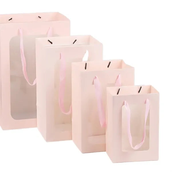 Brown Paper Gift Bags with Transparent Window