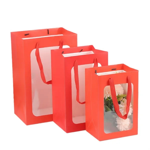 Brown Paper Gift Bags with Transparent Window