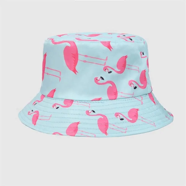 Flamingo Print Double-sided Cotton Bucket Hat