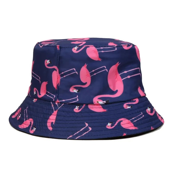 Flamingo Print Double-sided Cotton Bucket Hat