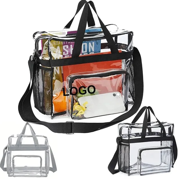 Zipper Crossbody Stadium Clear Shoulder Bag With Adjustable