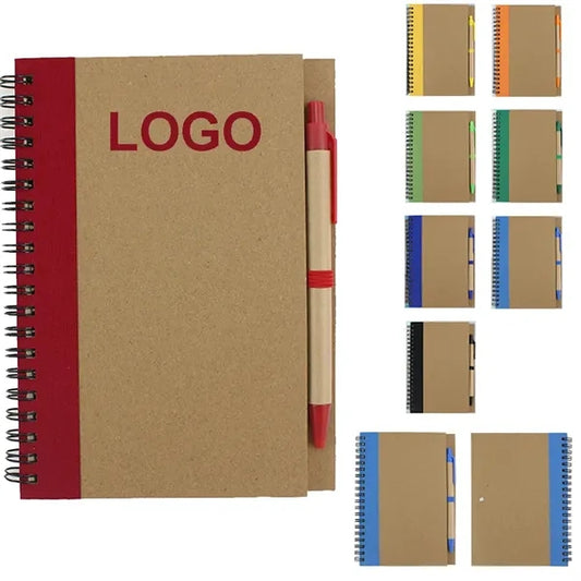A5 Kraft Paper Lined Notebook With Pen
