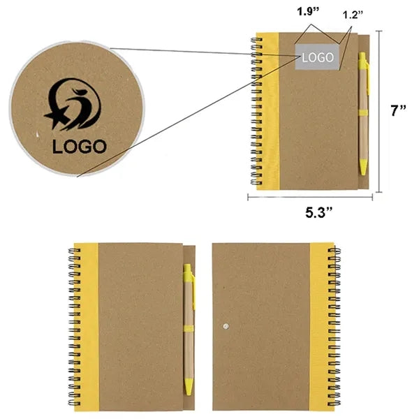 A5 Kraft Paper Lined Notebook With Pen