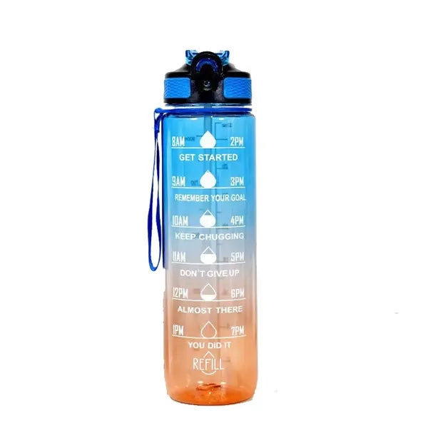 Gradient Leakproof Water Bottle with Straw & Lid