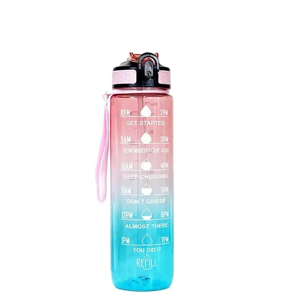 Gradient Leakproof Water Bottle with Straw & Lid