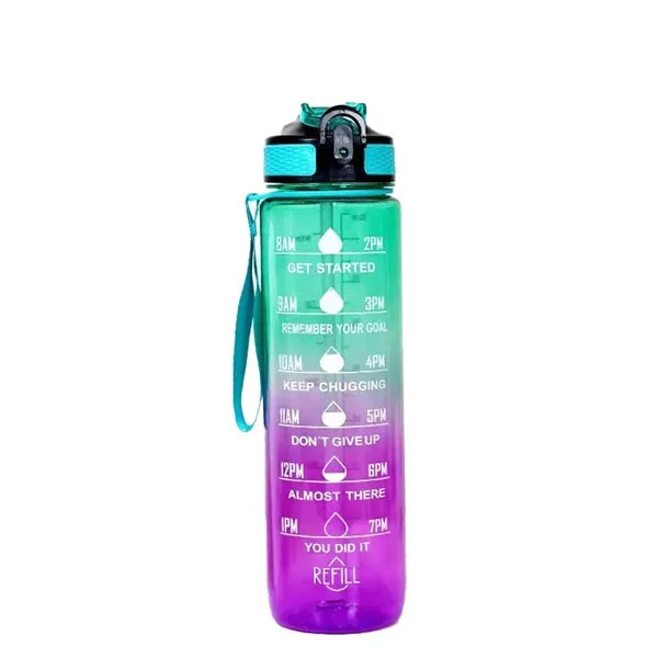 Gradient Leakproof Water Bottle with Straw & Lid
