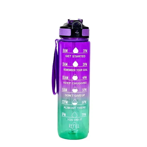 Gradient Leakproof Water Bottle with Straw & Lid